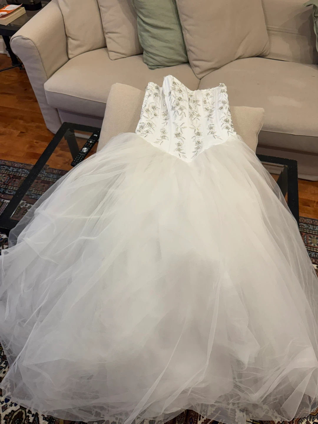 Elegant Strapless Ball Gown Wedding Dress – Beaded Corset Bodice - photo 5