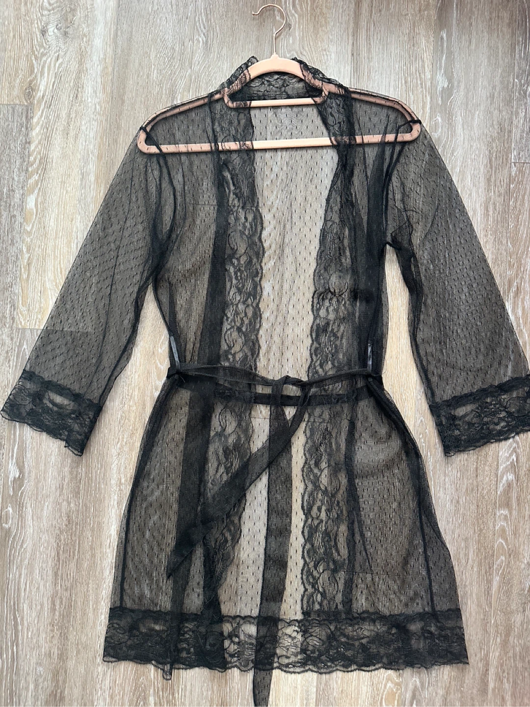 Sheer Lace Kimono Robe S