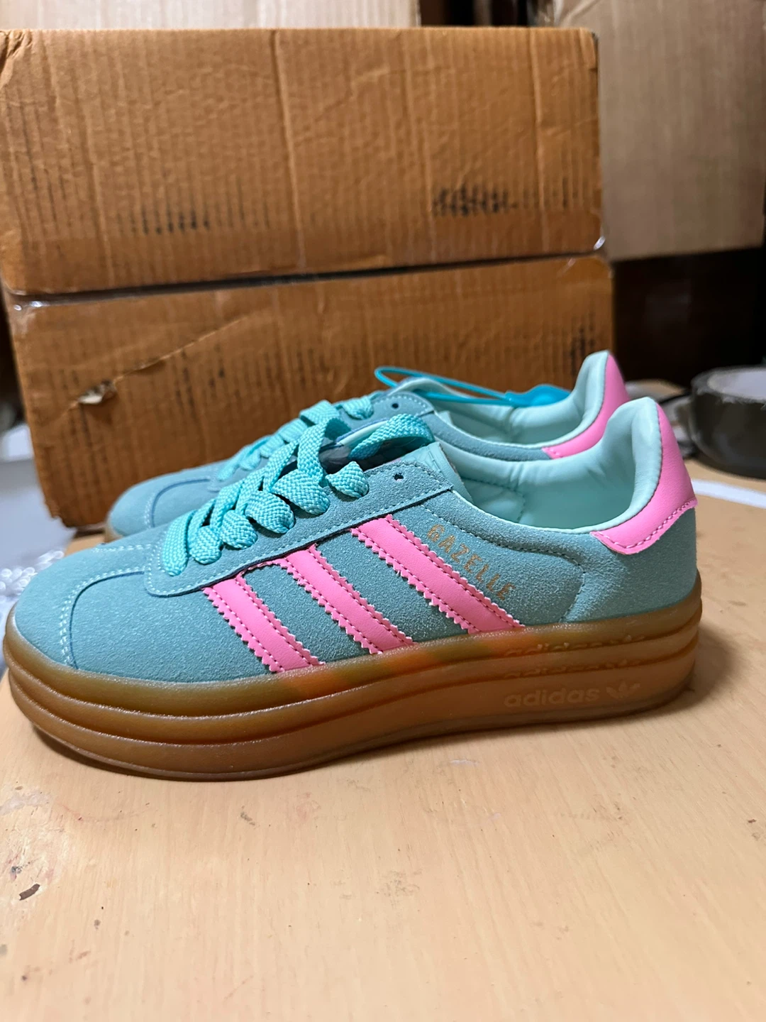 Adidas Gazelle Teal Pink Suede Sneakers