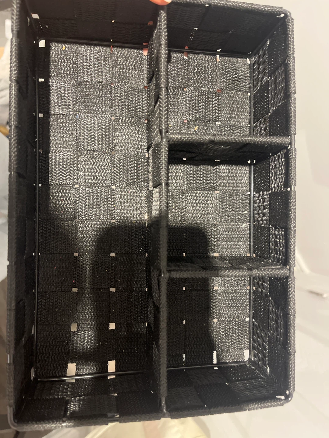 Black Woven Organizer Basket with Compartments