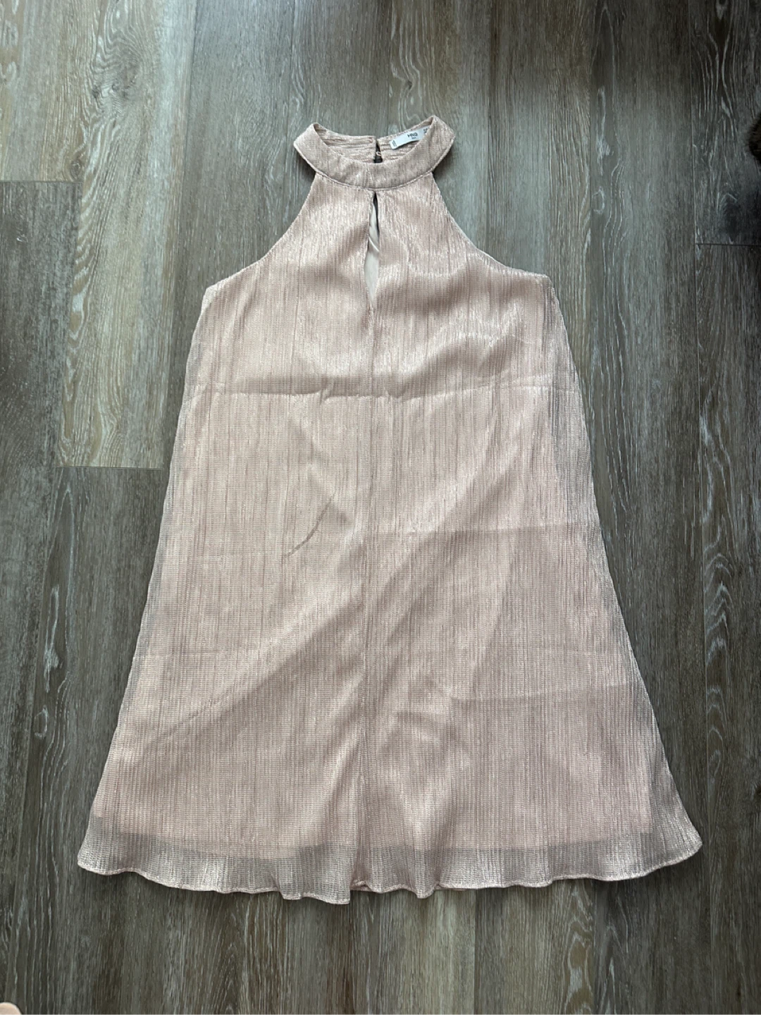 MNG "Suit" Rose Gold Metallic Halter Dress
