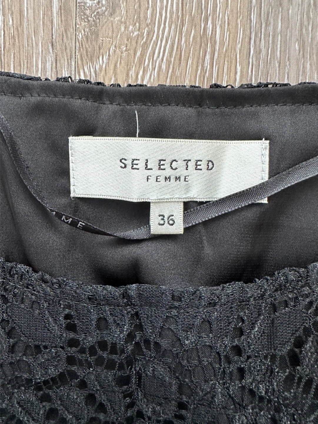 Selected Femme Black Lace Bell Sleeve Blouse Size 36 - photo 2