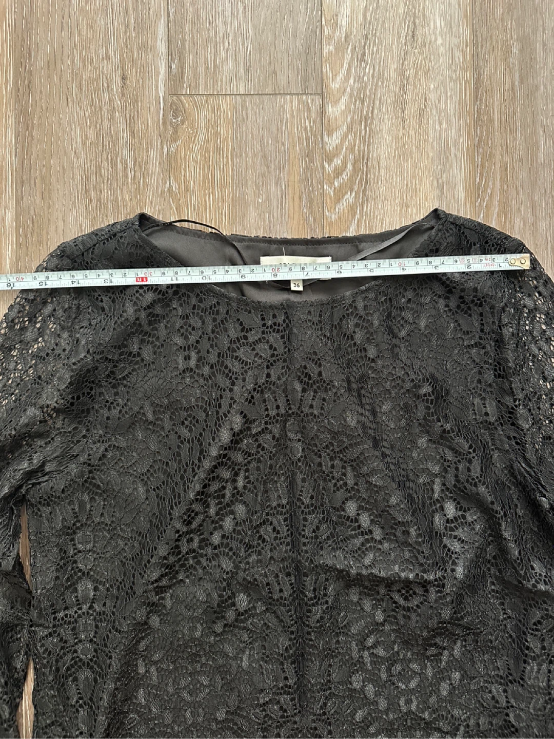 Selected Femme Black Lace Bell Sleeve Blouse Size 36 - photo 5