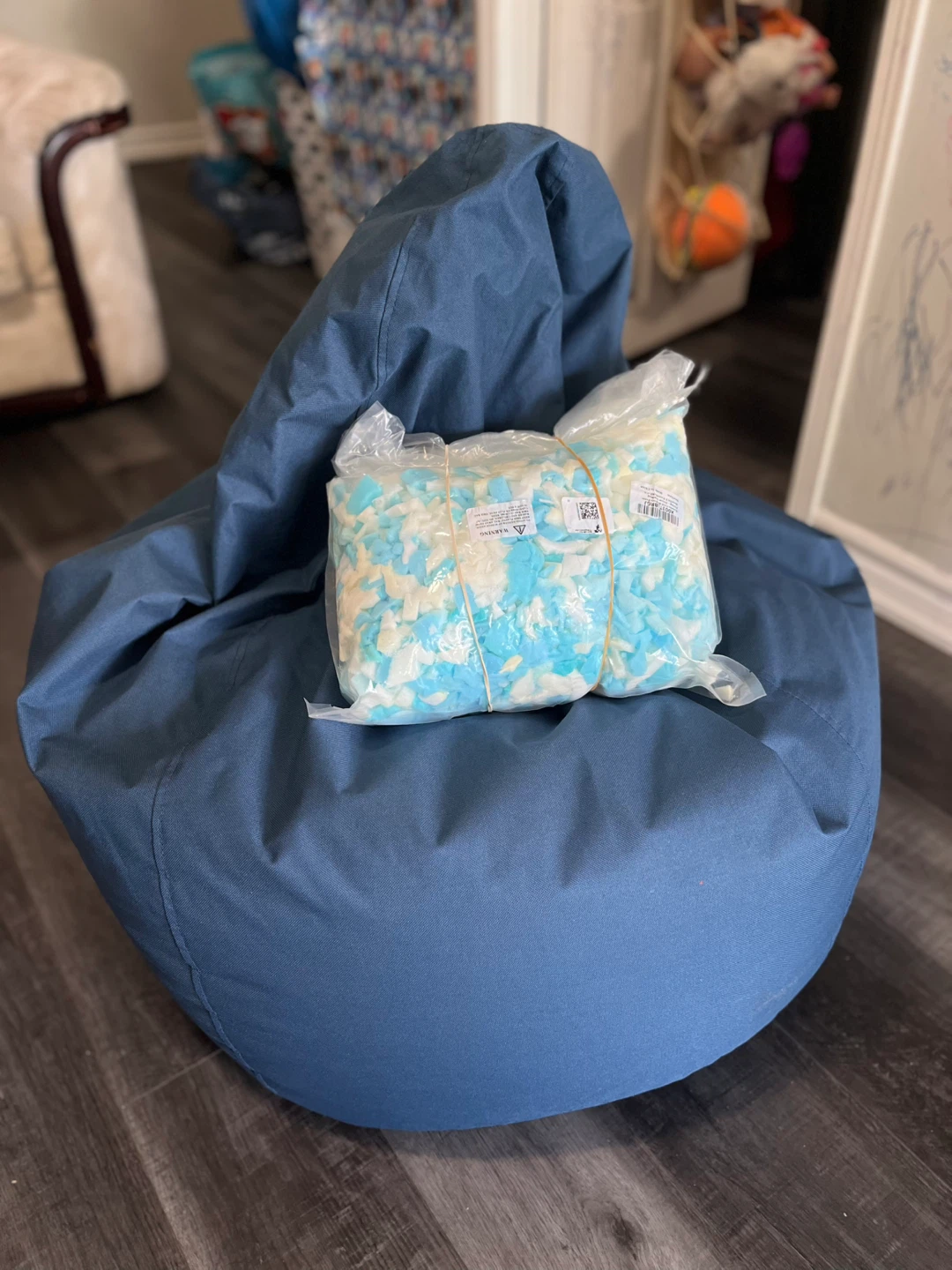 Blue Bean Bag Chair with Filling
