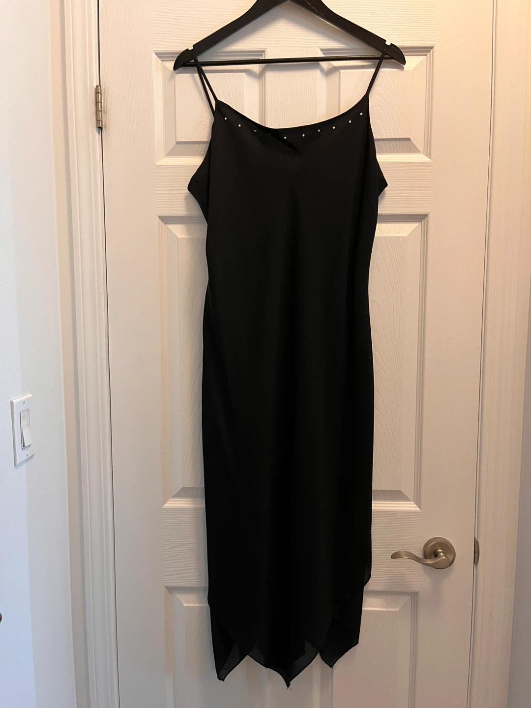 Black Spaghetti Strap Dress with Rhinestones