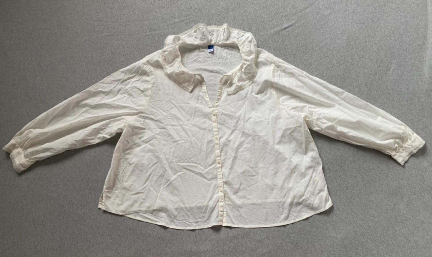 White Ruffle Neck Blouse- 2X