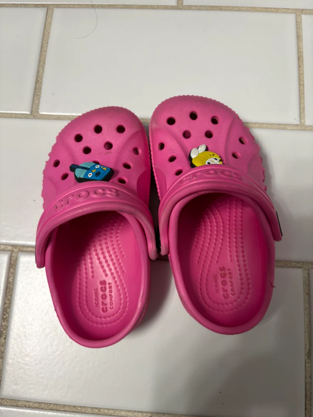 Pink Crocs with Charms - Size C6
