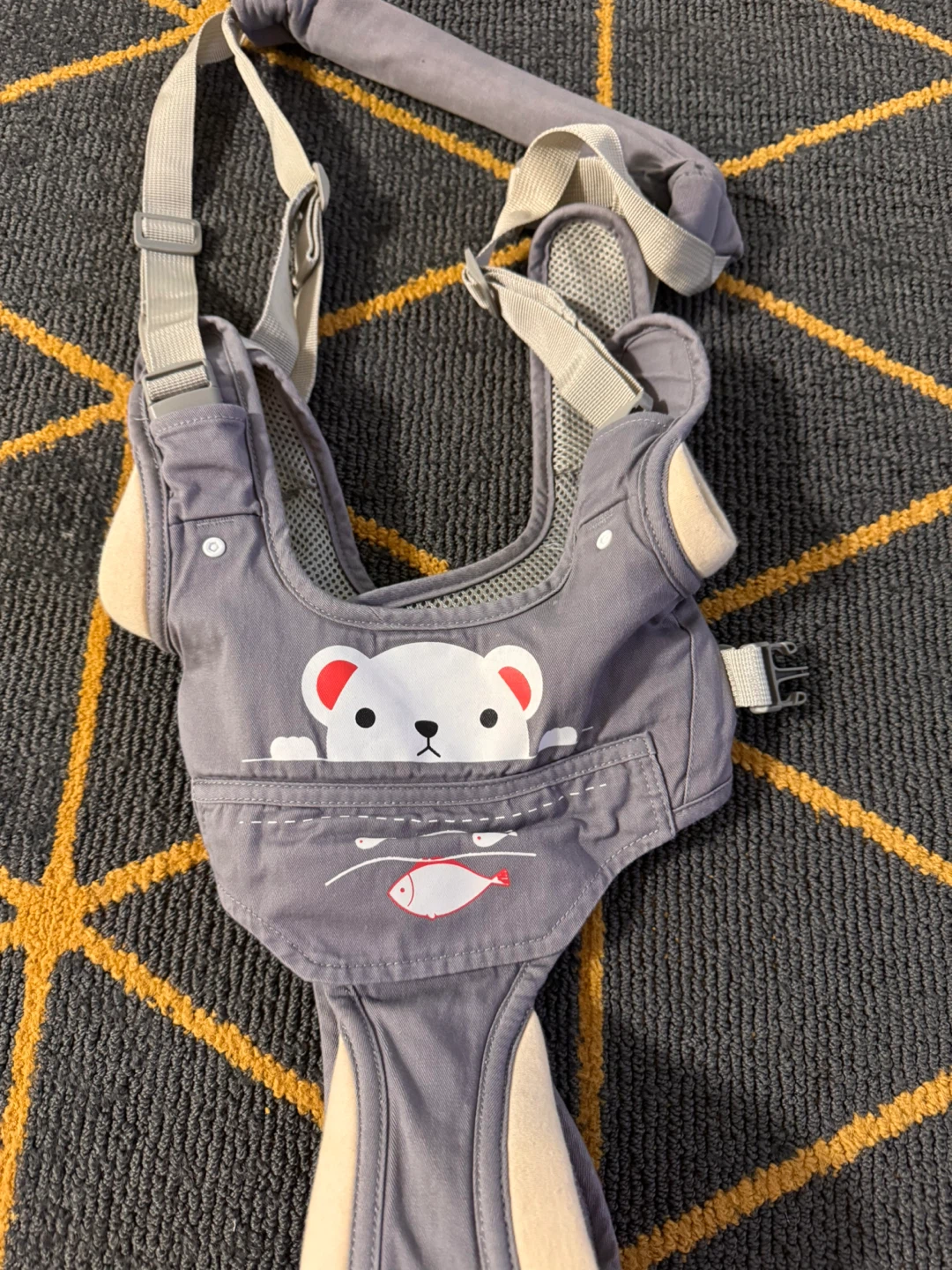 Baby Carrier with Cute Bear and Fish Design