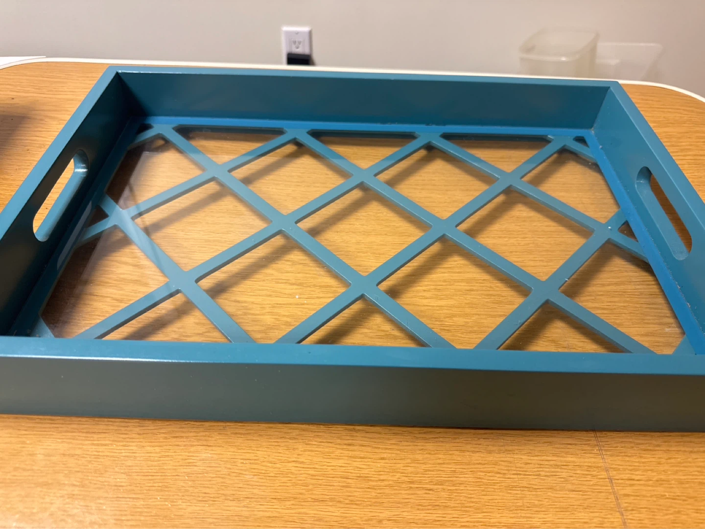 Teal Decorative Serving Tray with Handle Cut-outs - photo 2