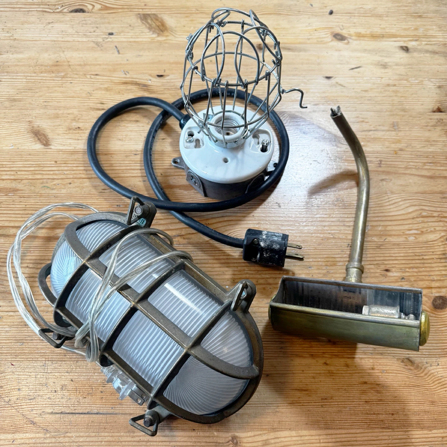RESTORED vintage industrial & maritime light set (3pcs)