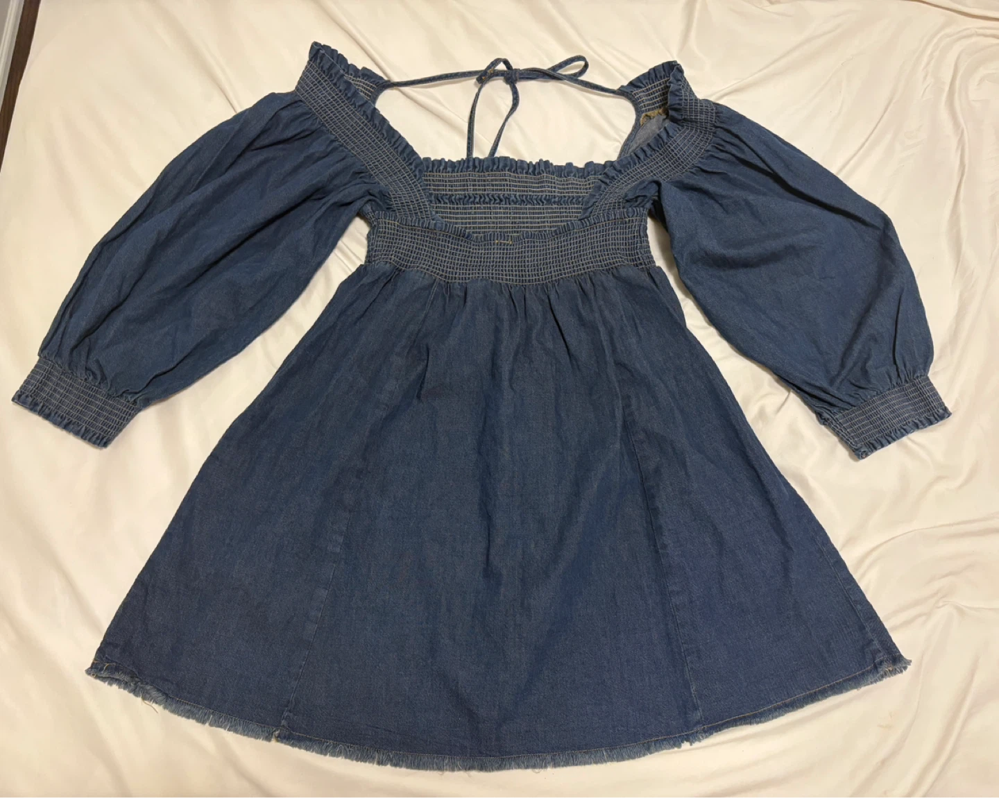Free People Boho Denim Mini Dress Size Medium - photo 2