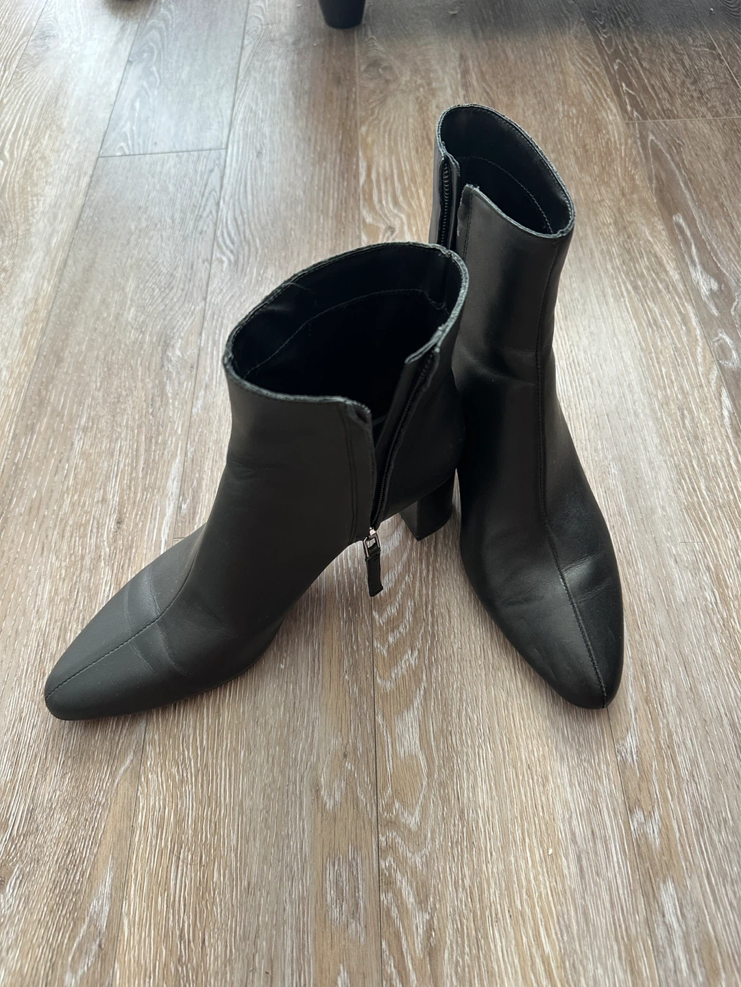 Black Zara Leather Ankle Boots 38
