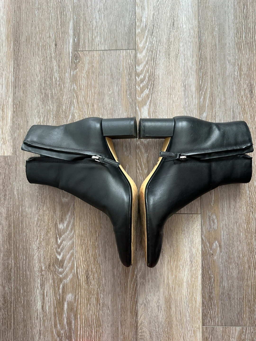 Black Zara Leather Ankle Boots 38 - photo 2