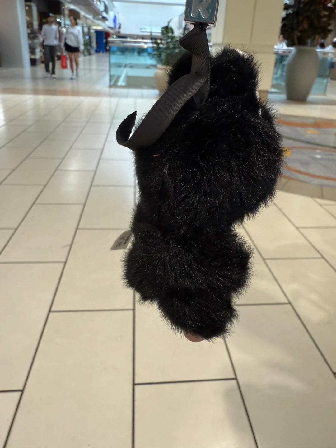 Black Faux Fur Plush Keychain - photo 2