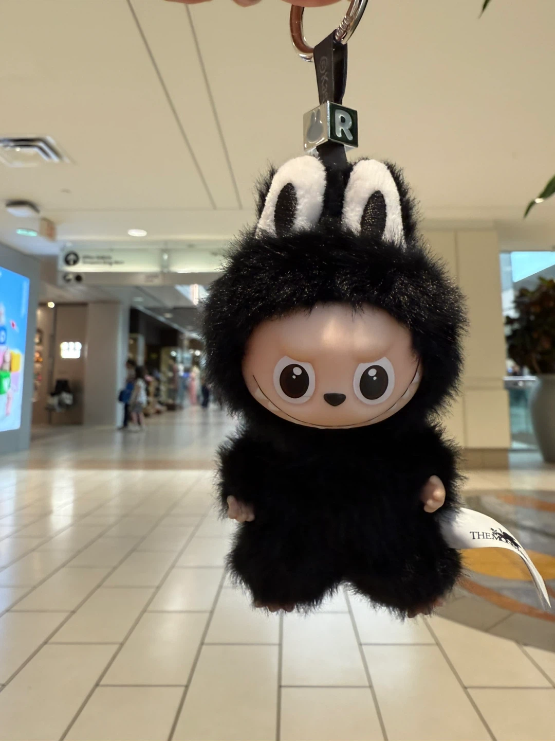 Black Faux Fur Plush Keychain