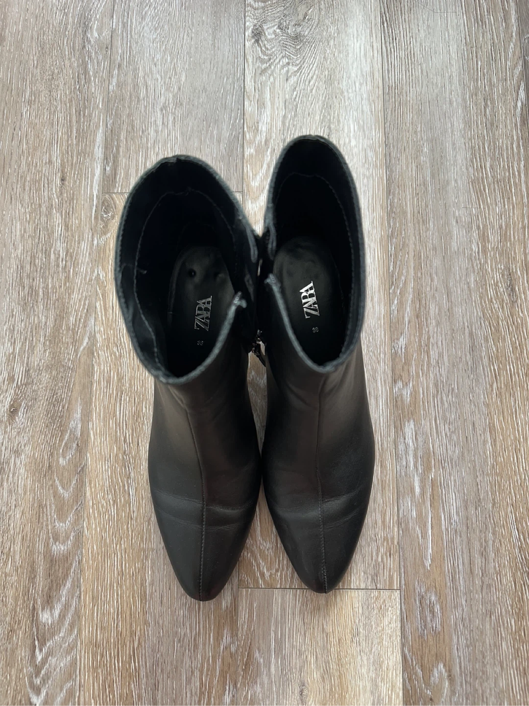 Black Zara Leather Ankle Boots 38 - photo 5