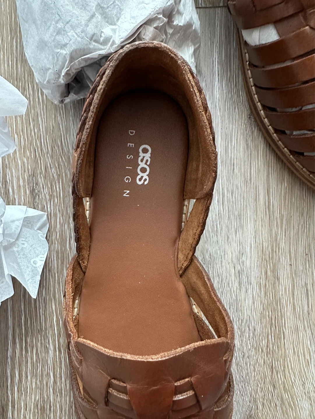 NEW ASOS DESIGN Brown Leather Sandals Loafers - photo 4