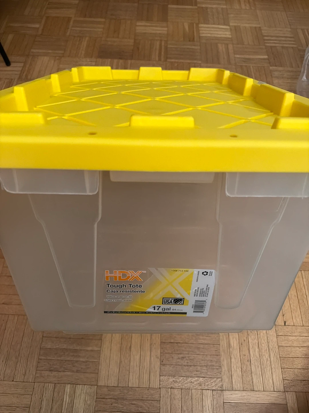 Three HDX Heavy Duty Clear Bins(one 27 gal- and two 17 gal-)