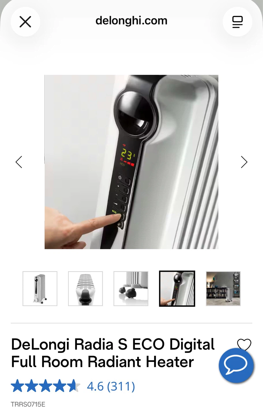 DeLonghi Radia S ECO Digital Full Room Radiant Heater - photo 2