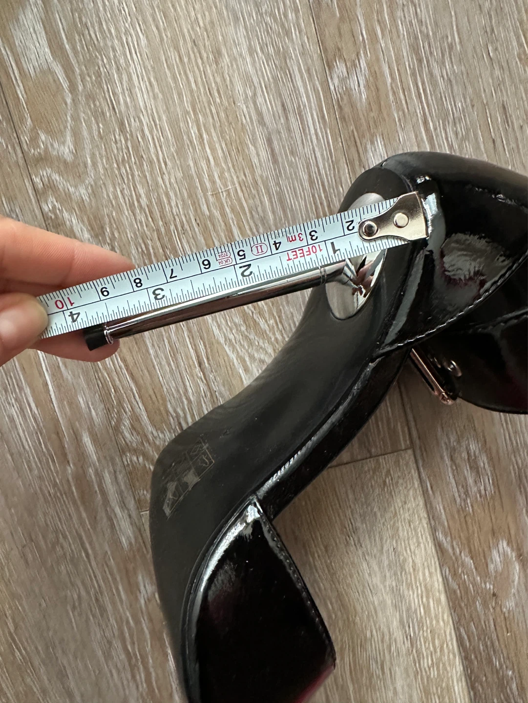 NEW Black Patent Stiletto Heels with Silver Toe - photo 5