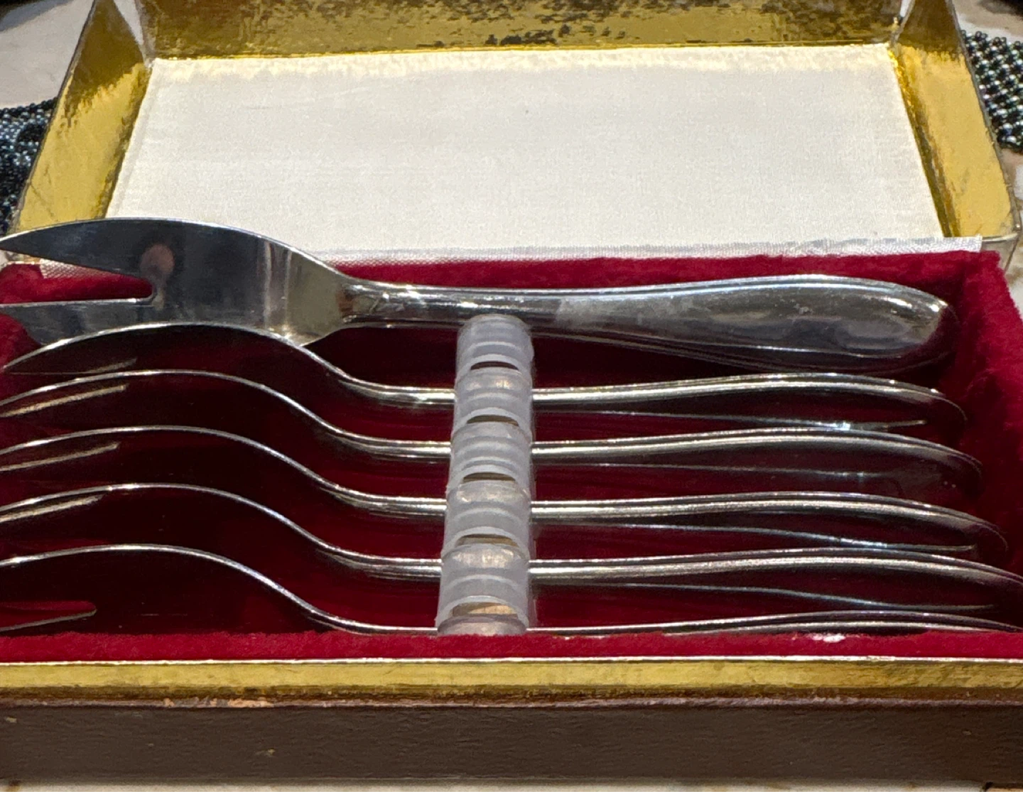 Antique Serving Fork Set with Embossed Box