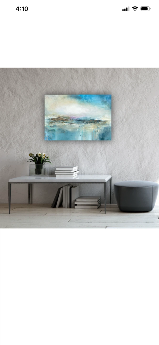 Original Abstract Landscape Canvas Wall Art blues neutrals - photo 4