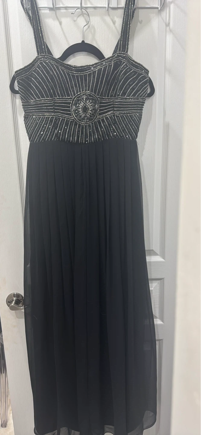 Black Beaded Embellished Maxi Dress