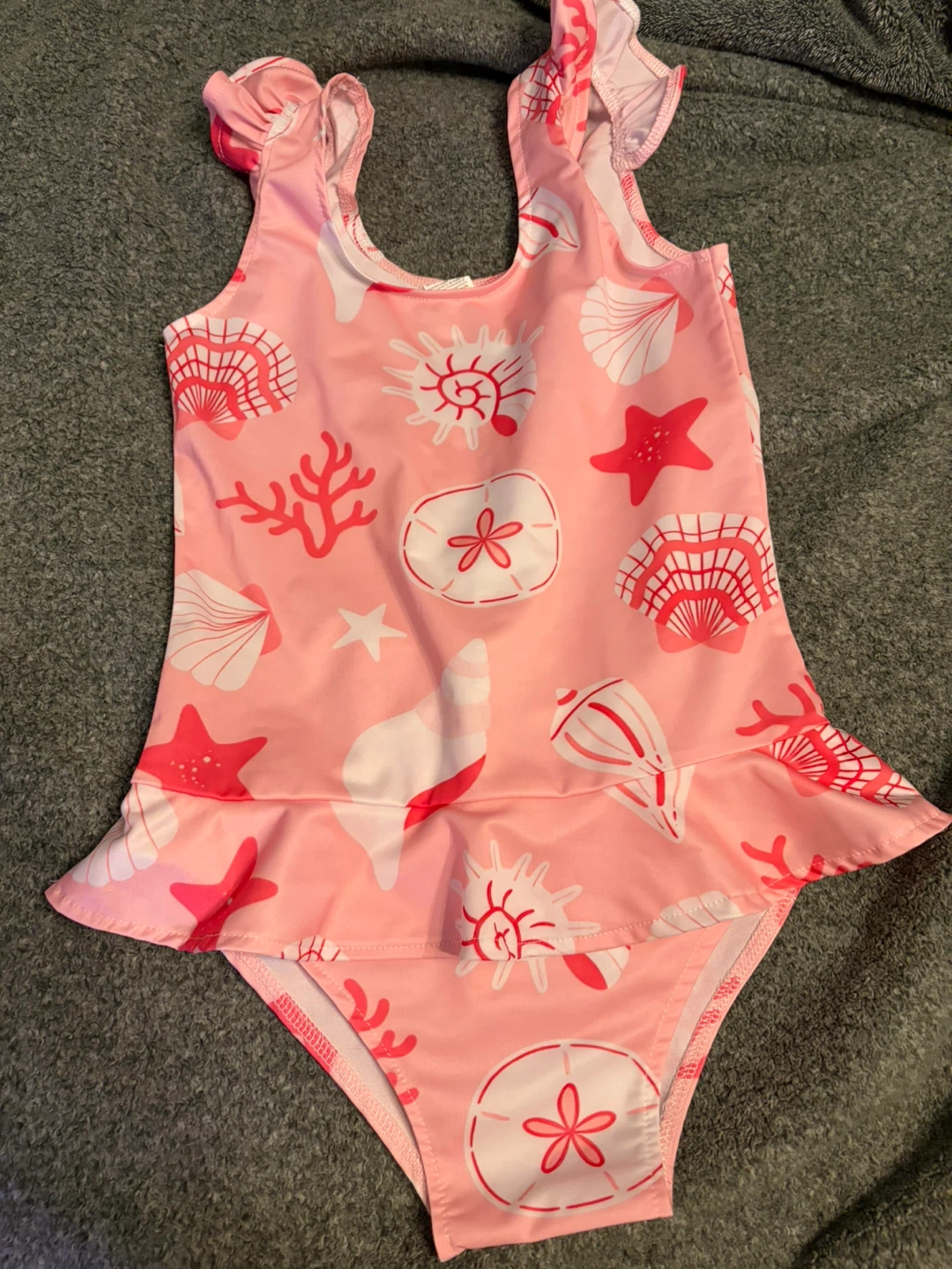 Girls' (L) Pink Seashell Swimsuit
