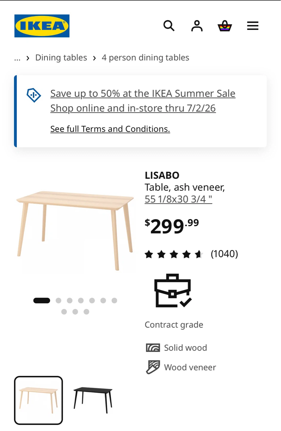 IKEA Lisabo Dining Table - photo 2