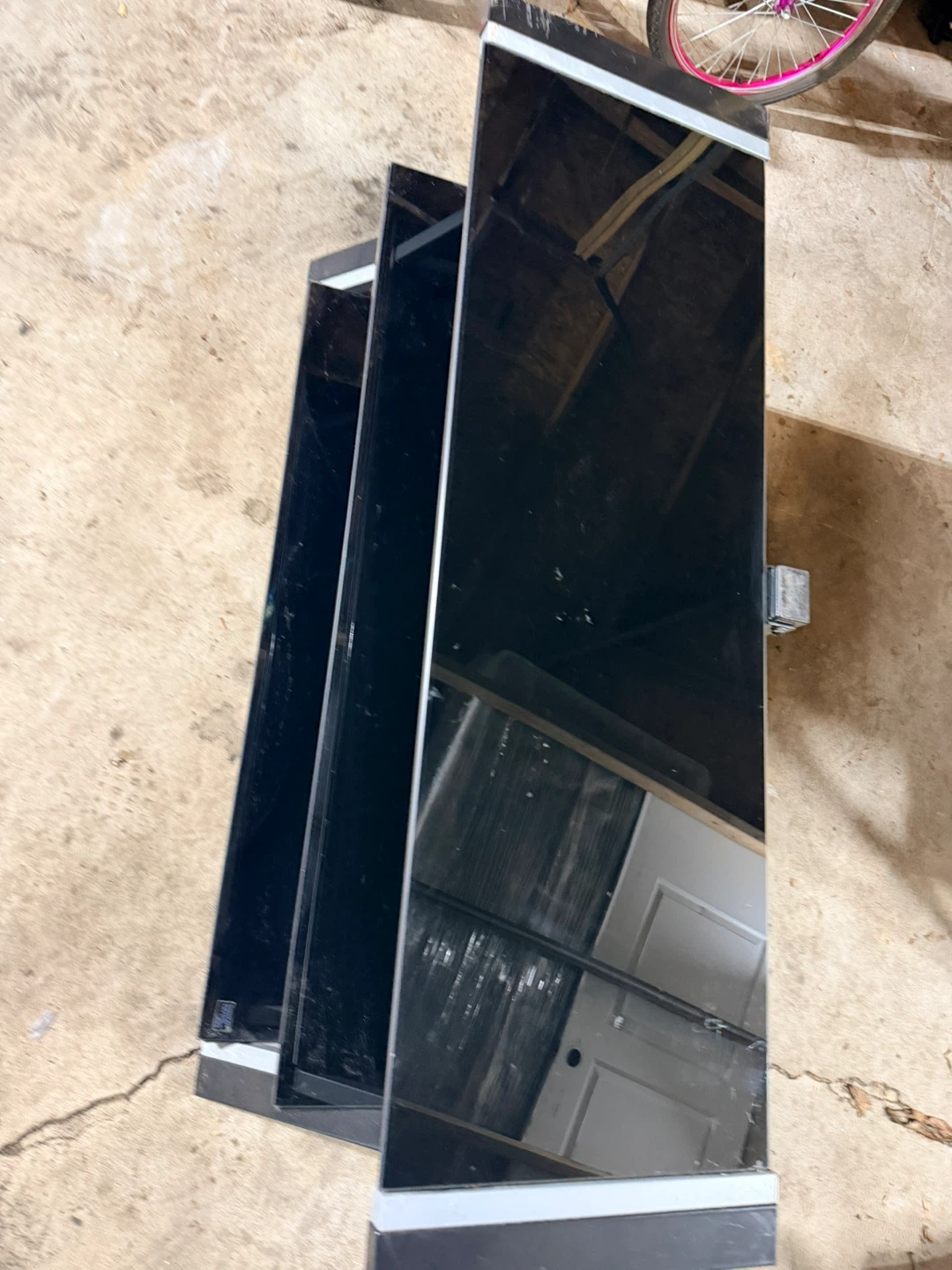 Black 3-Tier Media Console Table - photo 3