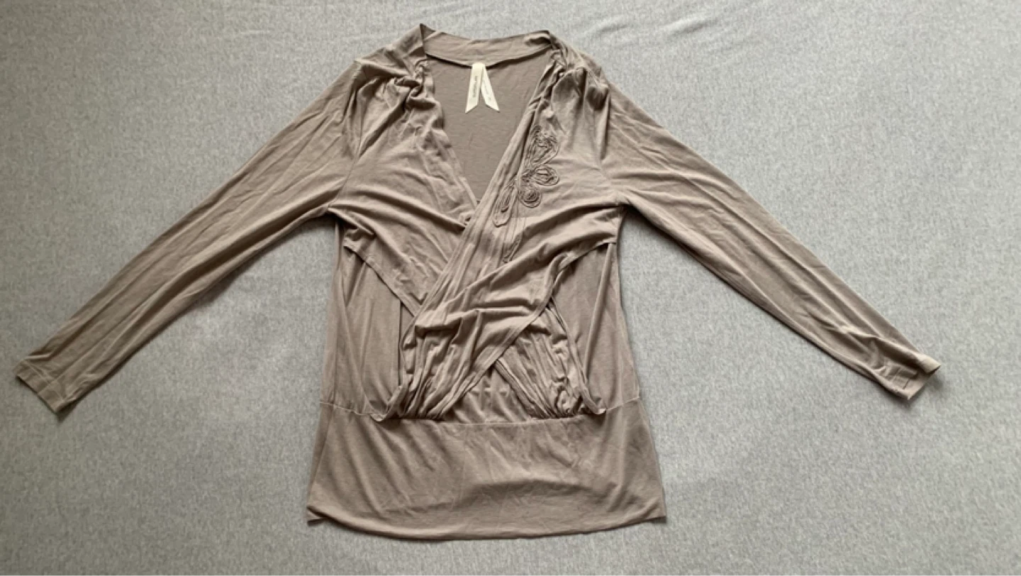 Summum Long Sleeve Taupe Top