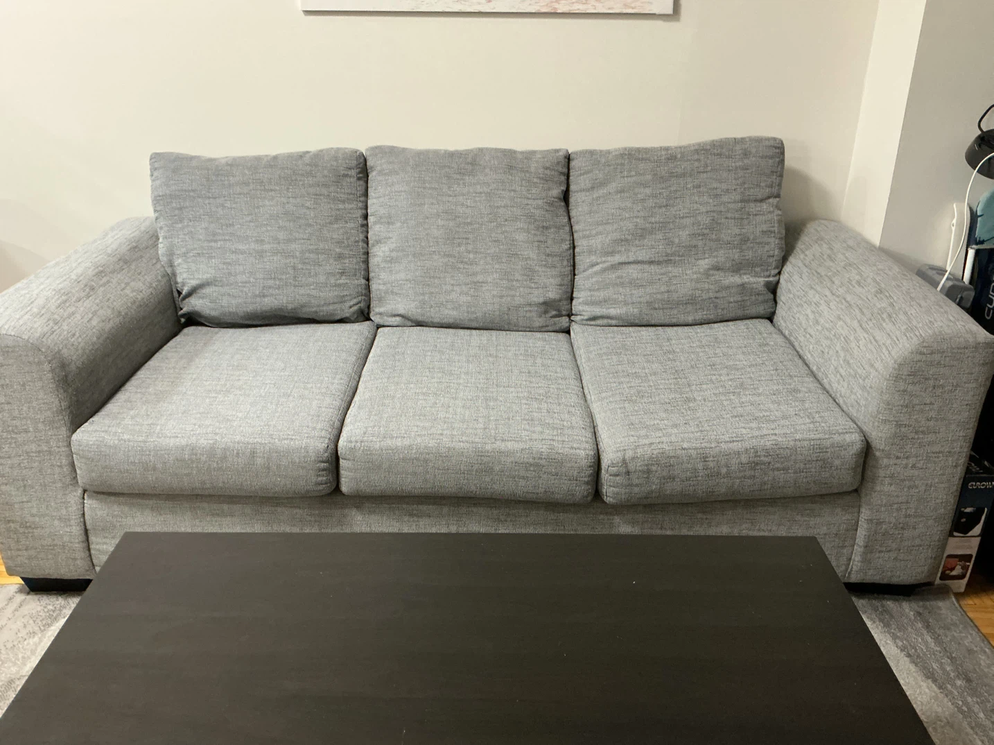 Grey Sofa and Dark Wood Coffee Table - photo 3