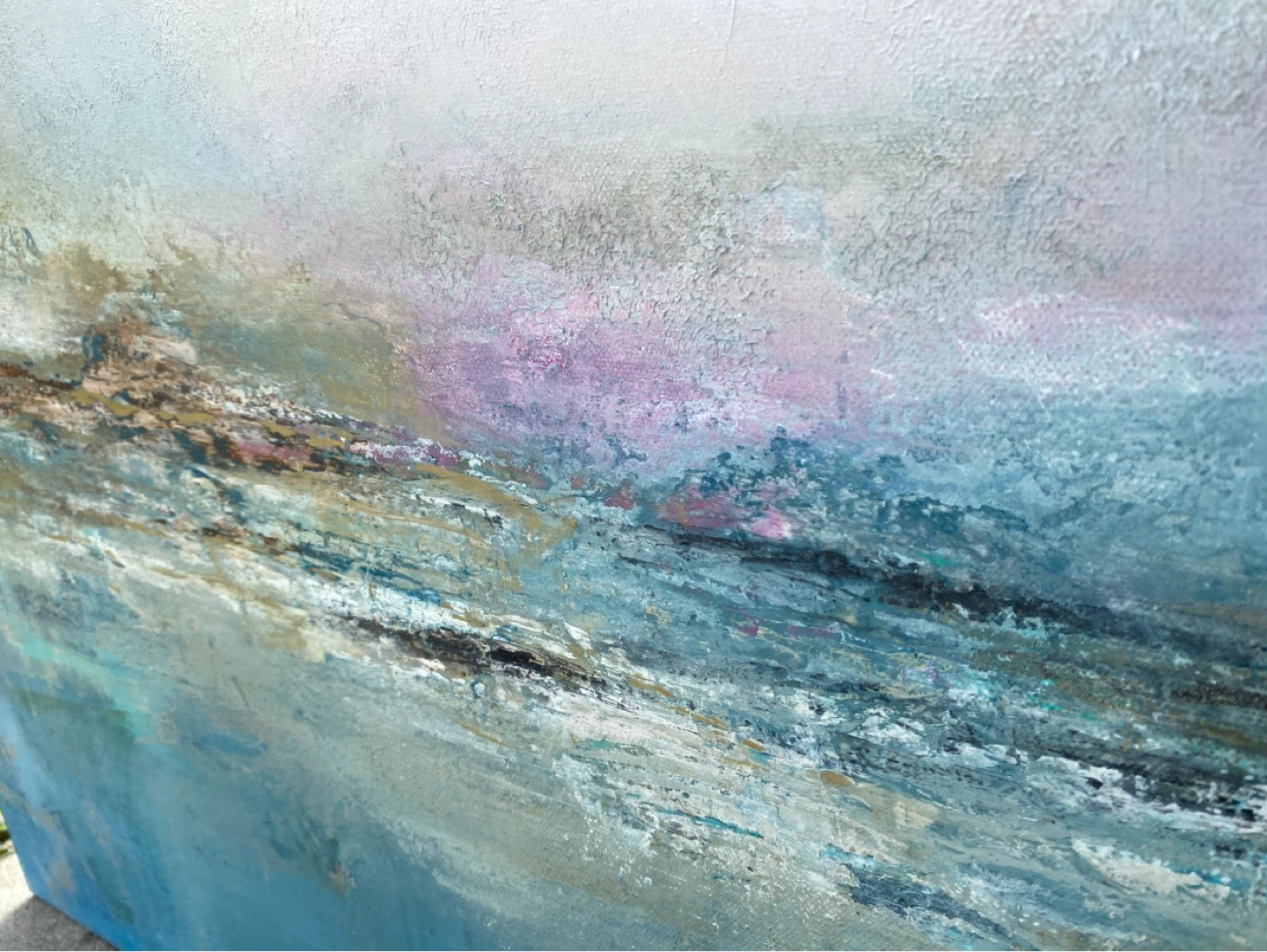 Original Abstract Landscape Canvas Wall Art blues neutrals - photo 2