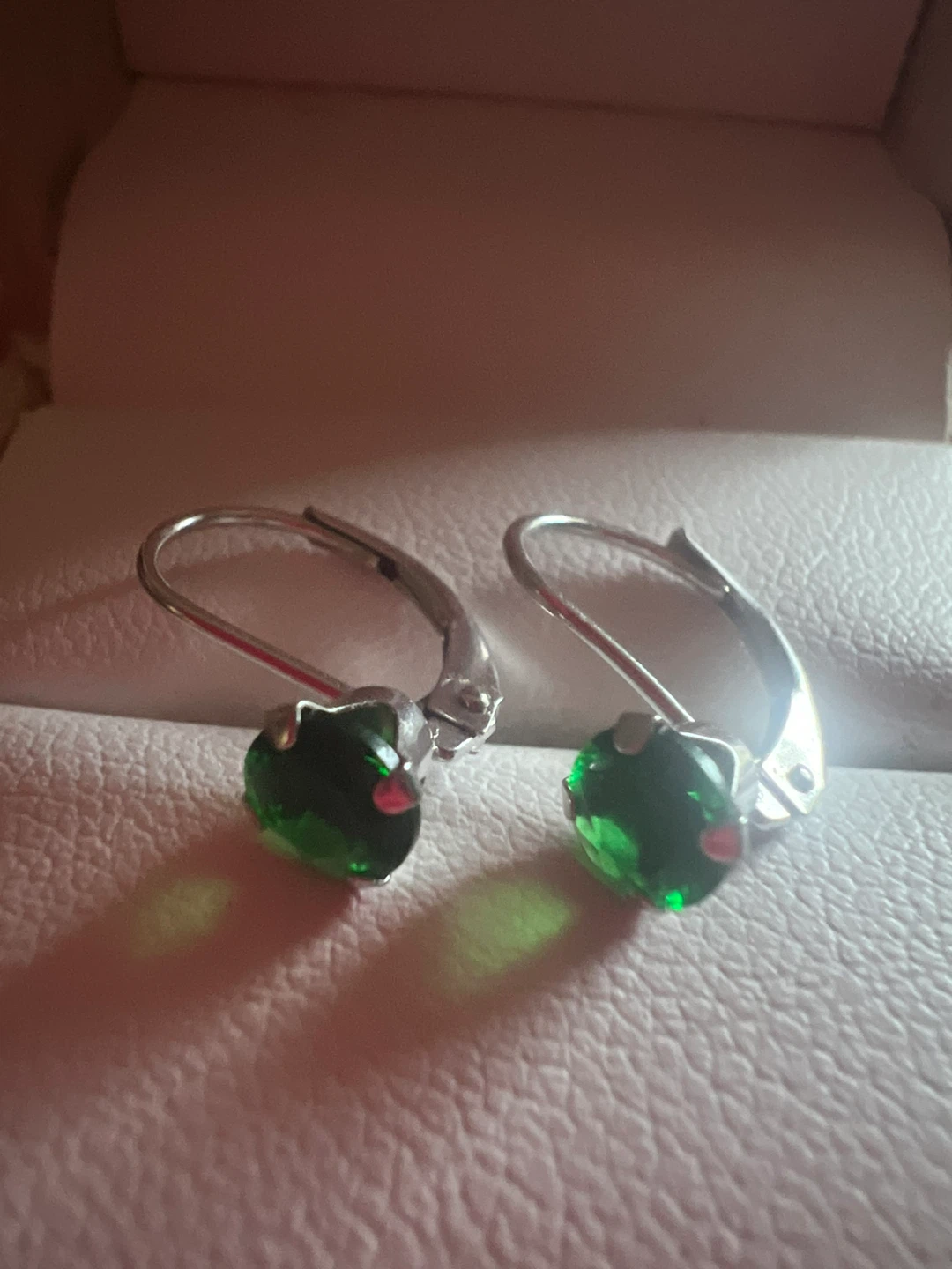 14K Emerald Leverback Earrings