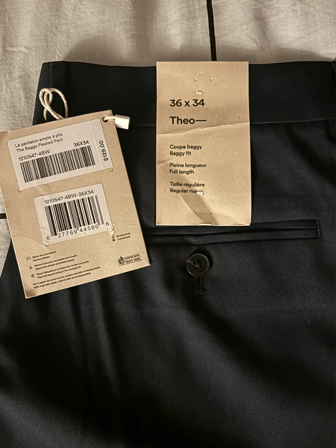 OG Frank & Oak Men's navy Theo baggy fit Dress Pants - 36 x 34 - photo 4