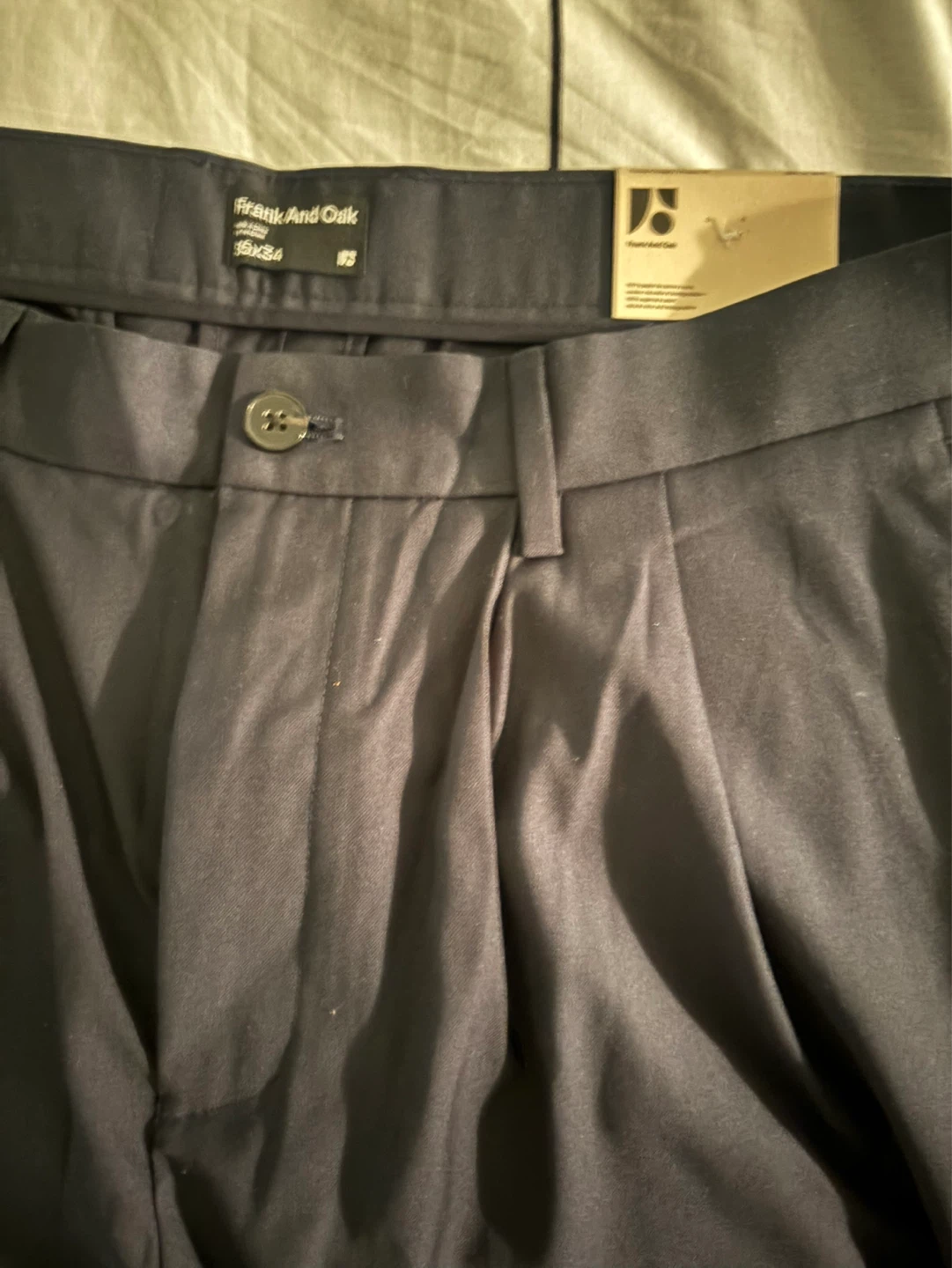 OG Frank & Oak Men's navy Theo baggy fit Dress Pants - 36 x 34 - photo 2