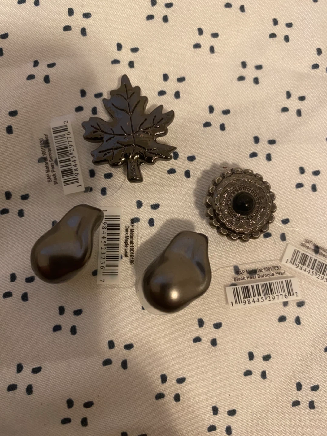 Set of 4 silver and black emblem Croc charms