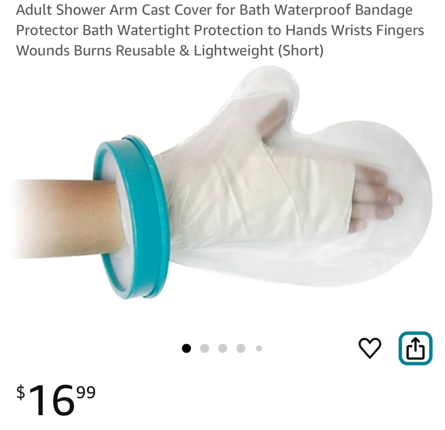 Adult Shower Arm Cast Cover - Waterproof Hand/Wrist Protector