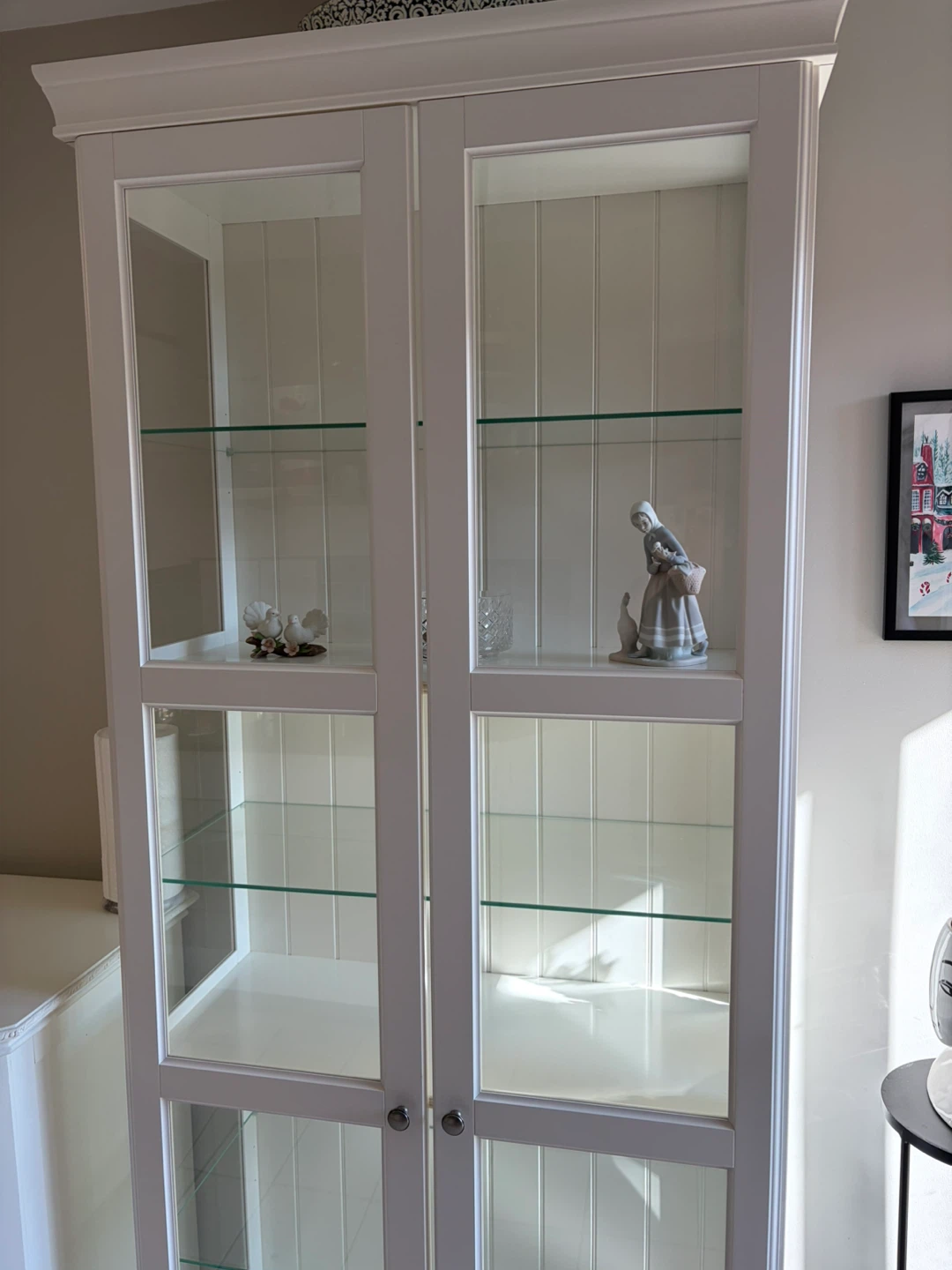 White Display Cabinet with Glass Doors