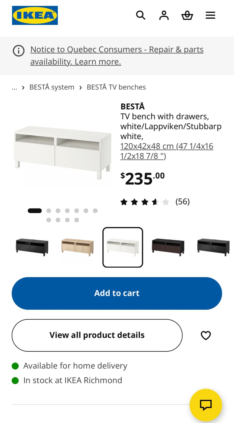 IKEA BESTÅ TV Bench with Drawers - White - photo 3