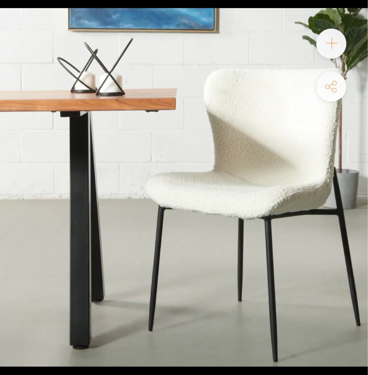 White Bouclé Accent Chair