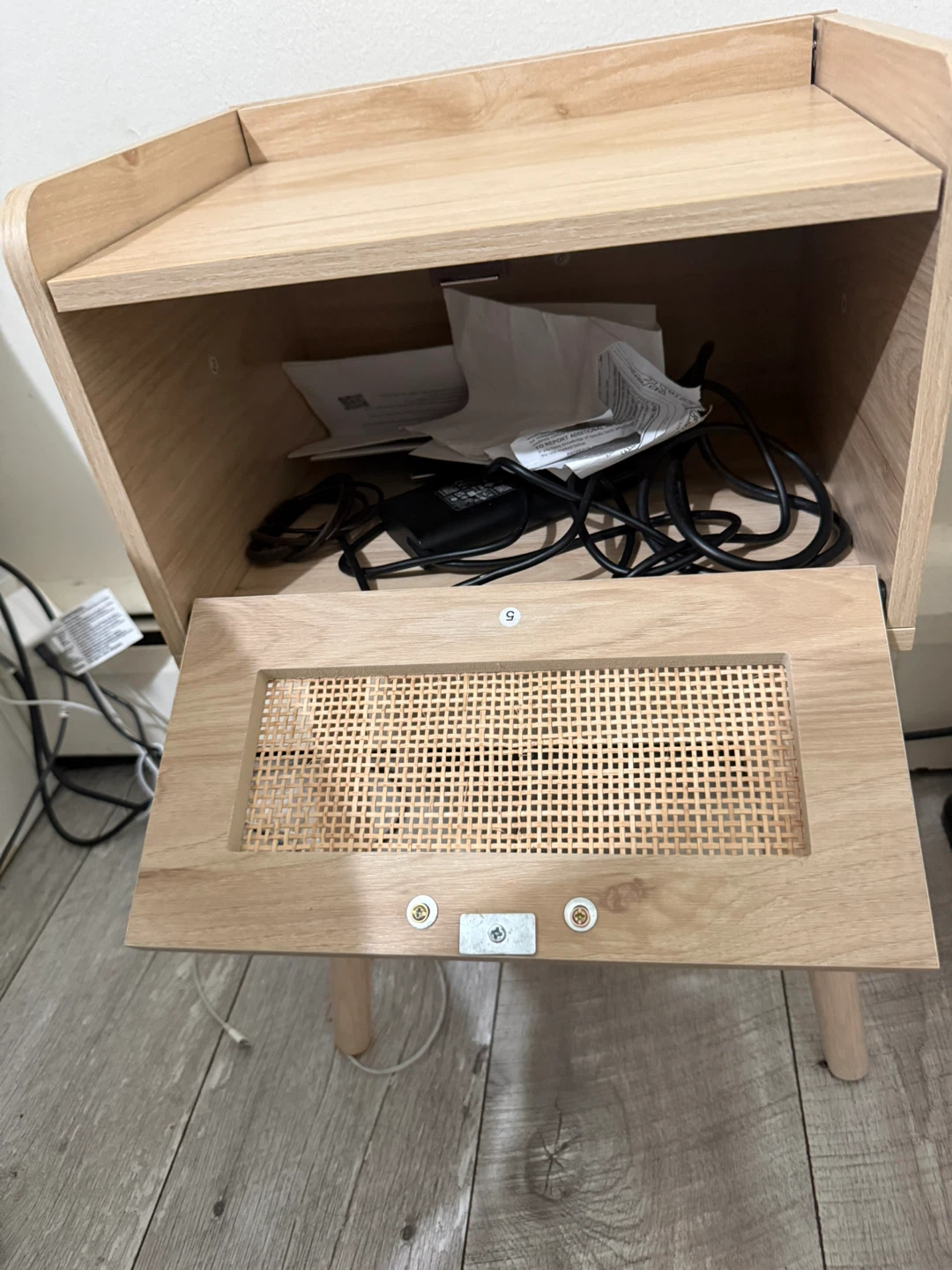 Rattan Nightstand with Drawer - photo 2