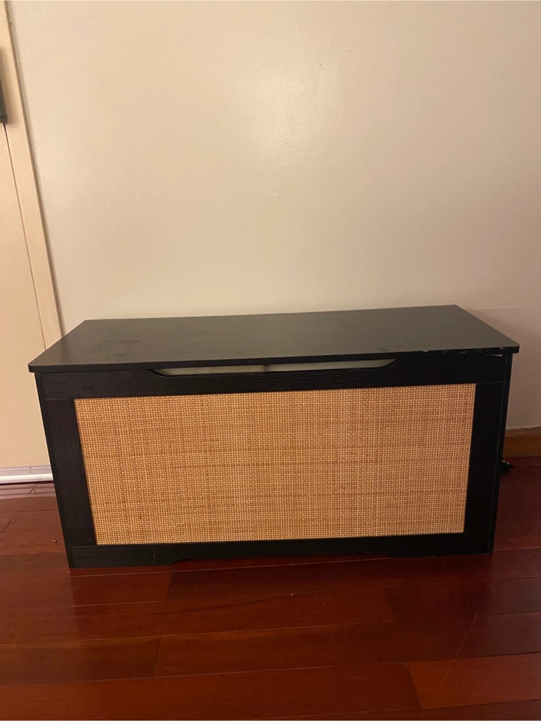 Black Storage Chest with Woven Front