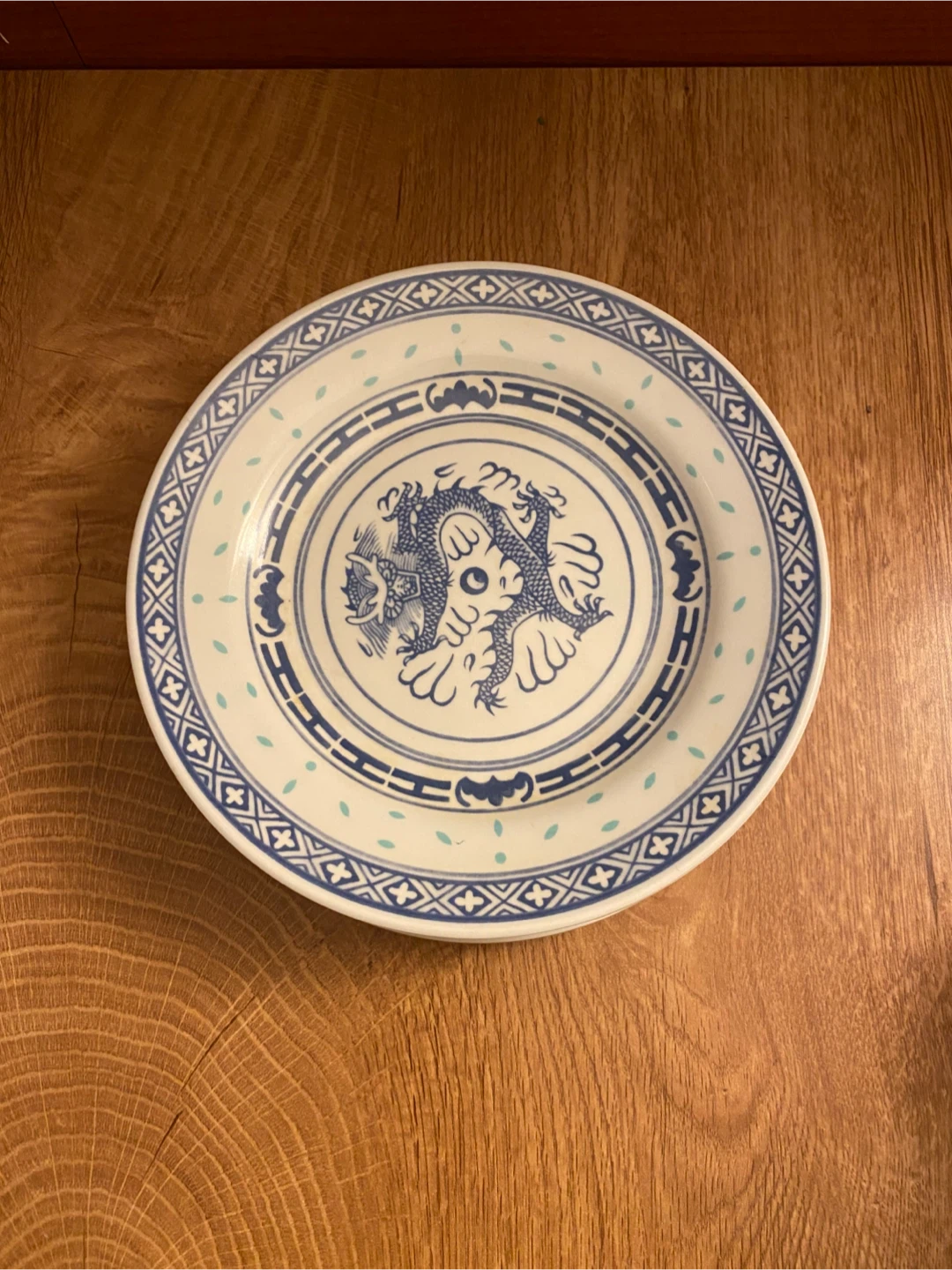 Set of 5 Blue and White Dragon Plates - photo 2
