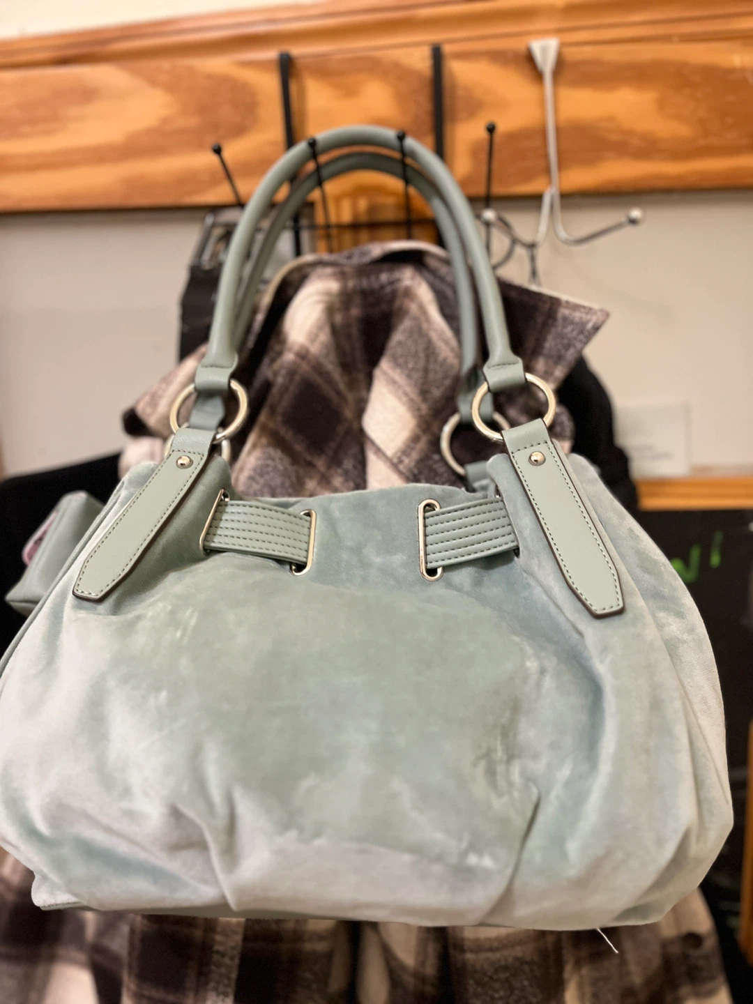 Blue Juicy Couture Purse Satchel Bag Velour Handbag Queen - photo 2