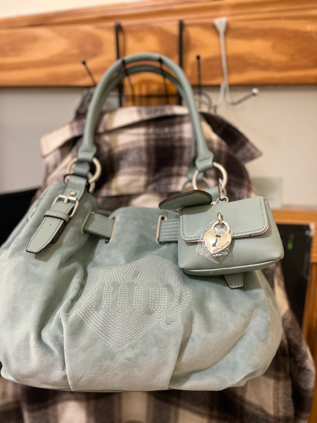 Blue Juicy Couture Purse Satchel Bag Velour Handbag Queen
