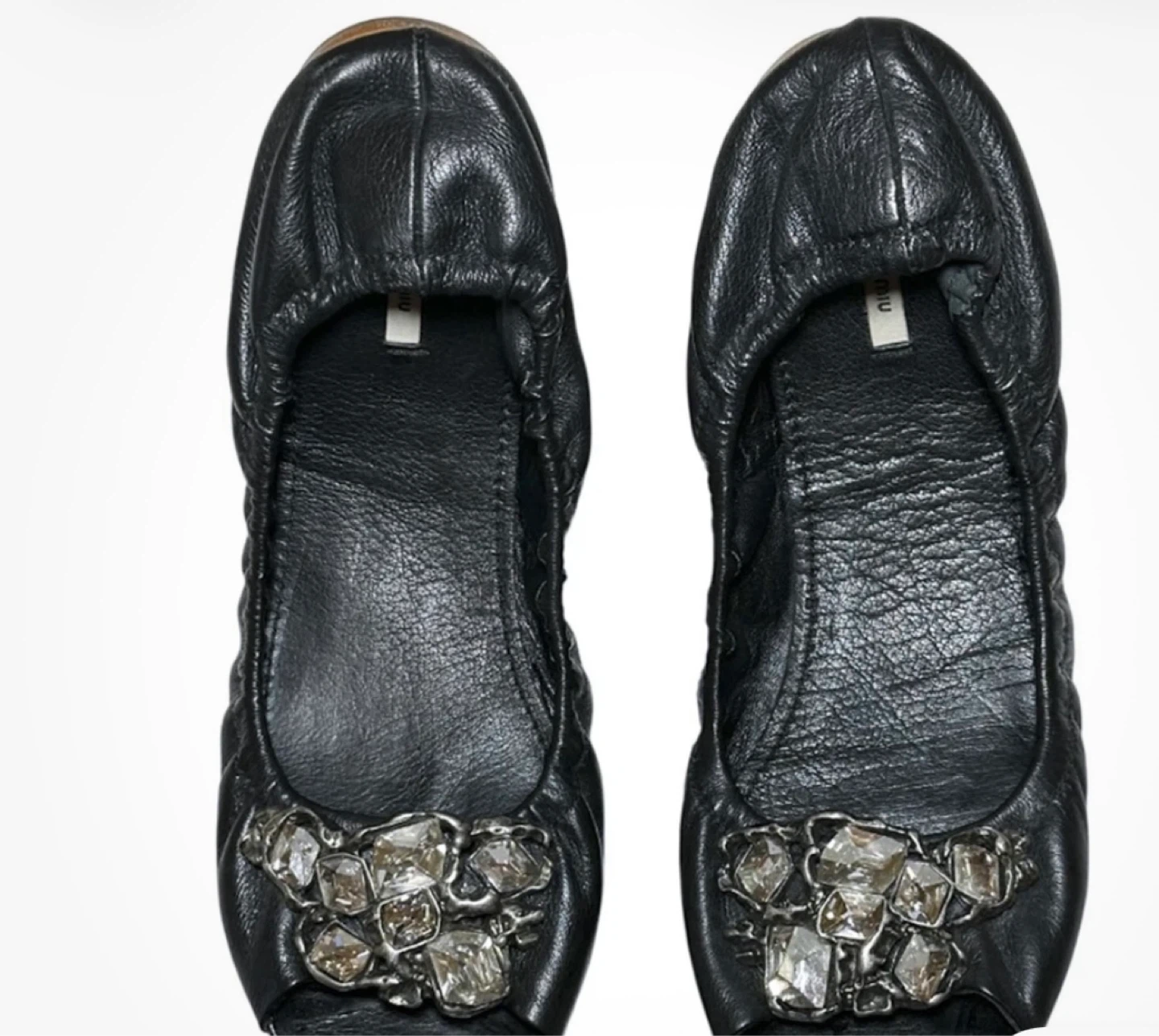 Miu Miu Black Embellished Ballet Flats - photo 2