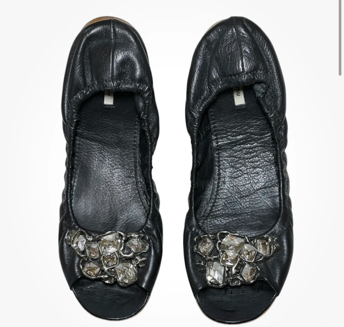 Miu Miu Black Embellished Ballet Flats