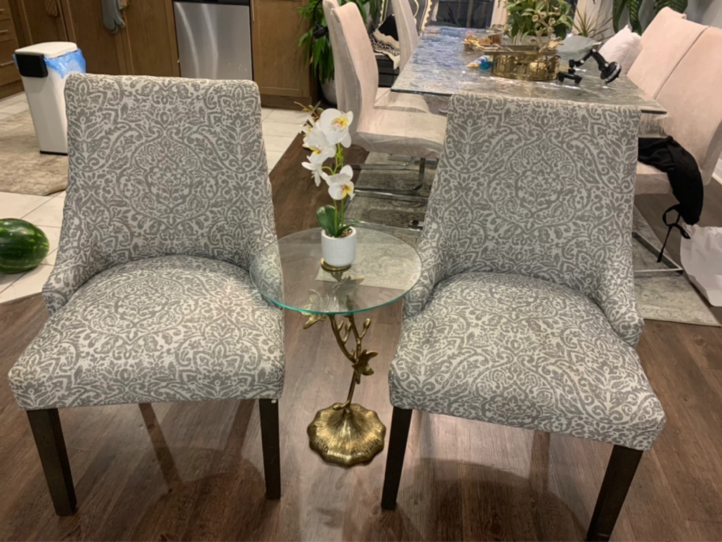 Two upholstered dining chairs from Homesense