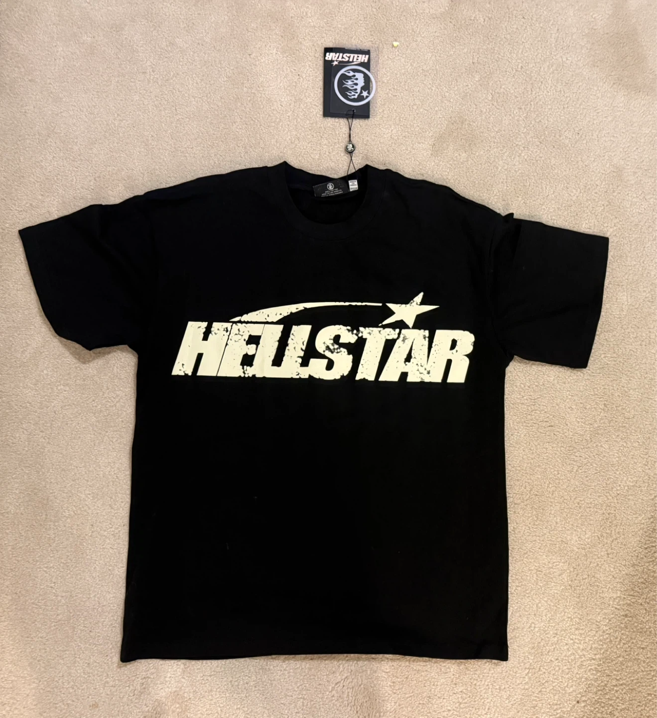 Hellstar Black T-Shirt with Flames and Star Graphic